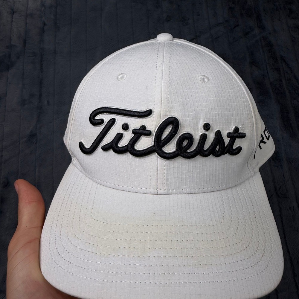 Titleist Golf Hat White Pro V1 FootJoy Ripstop Fitted Cap Mens ML